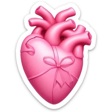 Pink anatomical heart pastel pink with pink bow on top sticker