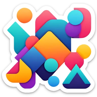 framed digital artwork with abstract vector shapes inside sticker