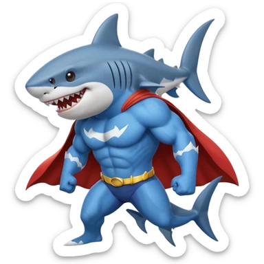 superhero shark sticker