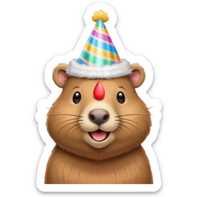 capybara wearing a birthday hat sticker