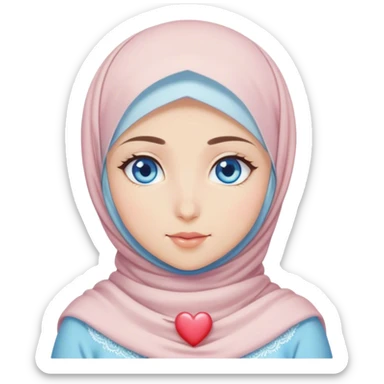 Turkish beautiful finish Konya girl blue eyes with hijab and pastel heart dress sticker
