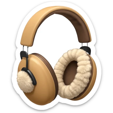 Warm beige fluffy earmuffs sticker