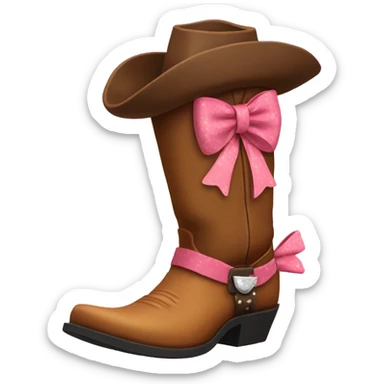 Cowboy boot with a bow on the side sticker