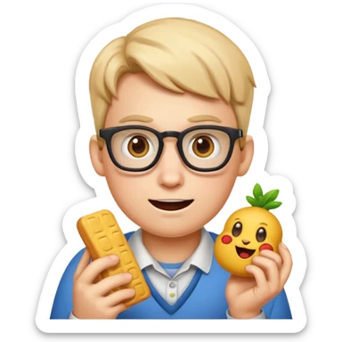 nerd face emoji eats coderabbit logo in emoji style sticker