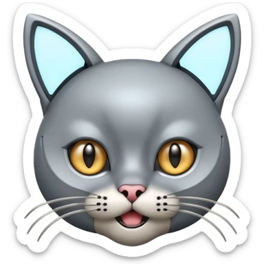 robot looking surprised with cat ears and looks funny sticker