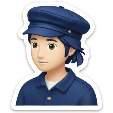 a floating Navy blue Brixton fiddler cap hat sticker