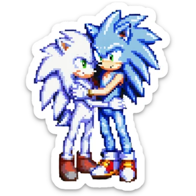 Sonic the Hedgehog and Silver the Hedgehog hugging each other sticker