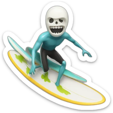 Squelette sur un surf sticker