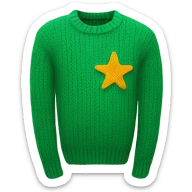 Knit green sweater with star design sticker