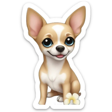 cute chihuahua with blue eyes and flowers sticker