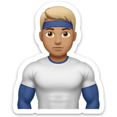 A person showing off their big muscles with their sleeve shirt as they wear a t shirt sticker