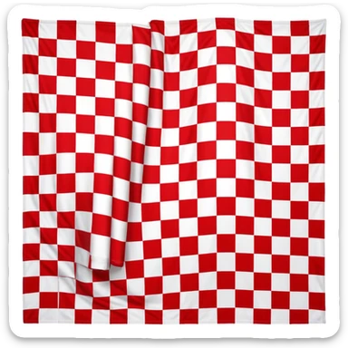 A checkered cloth, resembling a small hand towel, with a classic, patterned design in alternating squares of color sticker