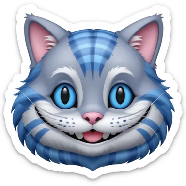 Chat de cheshire gris a rayure bleu sticker