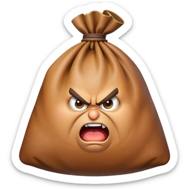angry bag of money sticker