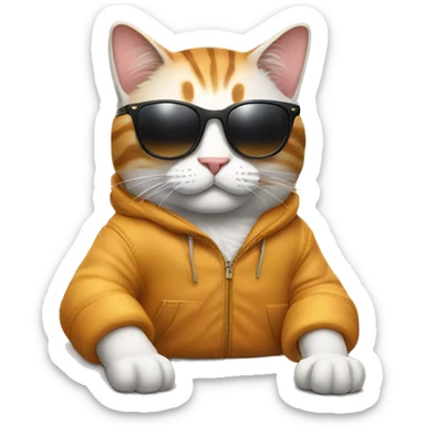 Cool cat relaxing wearing sunglasses sticker