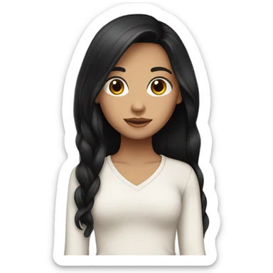 Beautiful girl with black hair and brown eyes and white skin sticker