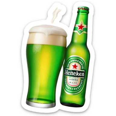 Cinematic Realistic Heineken Pop Culture Emoji, showcasing an iconic beer moment rendered with crisp textures and vibrant, energetic lighting. sticker