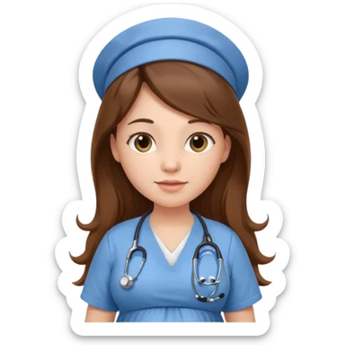 pregnant long haired nurse sticker