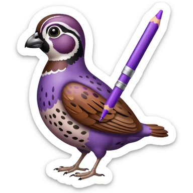 Bobwhite quail with a purple crayon sticker