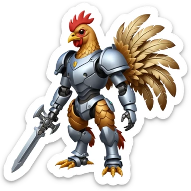 Mecha battle chicken humanoid creature but more human than chicken sticker