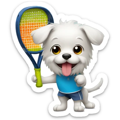 dog playing padel sticker