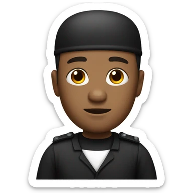 a white male prisoner in a black uniform sticker