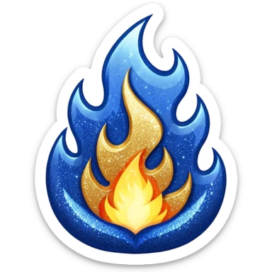navy blue glitter fire sticker