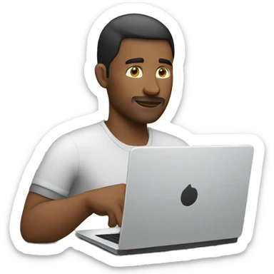 A man trading on his laptop sticker