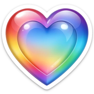 crystal clear heart rainbow sticker