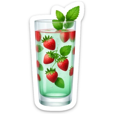 refreshing strawberry mint water in a clear glass sticker