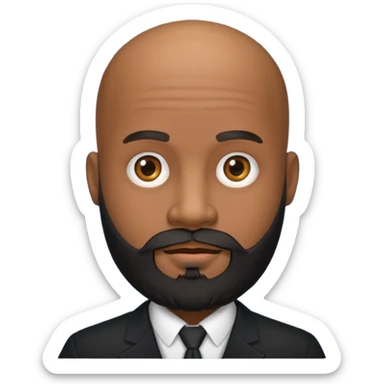 A black gigolo with a full beard and bald head sticker