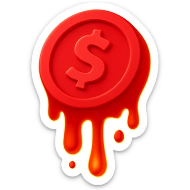 Change the coin to a vivid red color, remove the background so it is transparent, keep the lava effect glowing and high contrast with fiery lava glow and intense heat effect. sticker