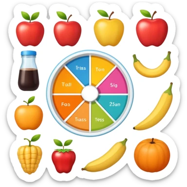 mach mir ein grafik für ein system von alltag ernährung und sport sticker