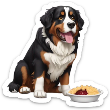 Bernese mountain dog eating meet sticker