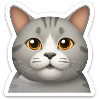 fat cat whit, gray and slightly orange sticker