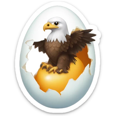 Baby eagle hatching from an egg sticker