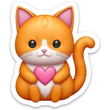 Gato naranja corazón rosa cuerpo entero kawaii sticker