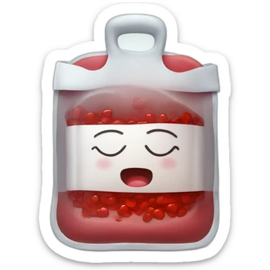blood in a soft medical bag sticker