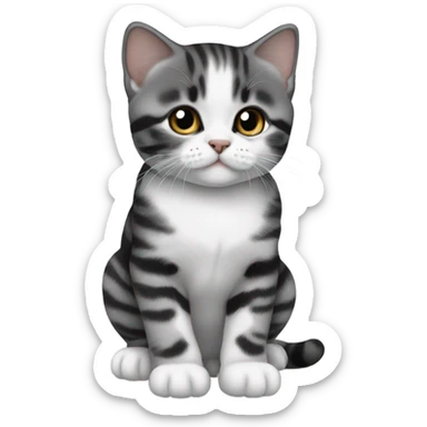 Black and white tabby British shorthair kitty sticker