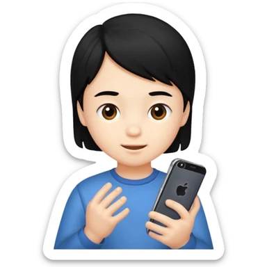 un niño de entre 3 - 10 años jugando con su celular (pelo negro) sticker