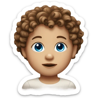 Blue eyed baby with curly brown hair sticker