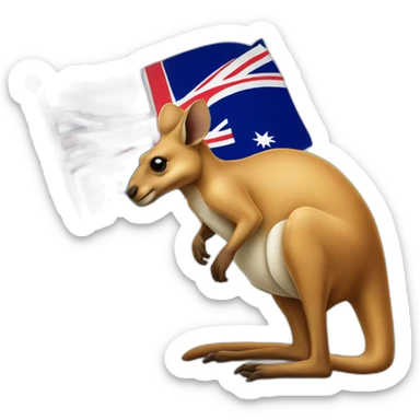 Kangaroo holding Australia flag sticker