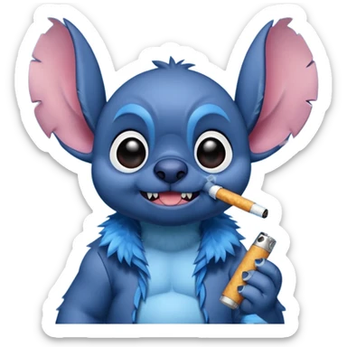 Stitch qui fume sticker