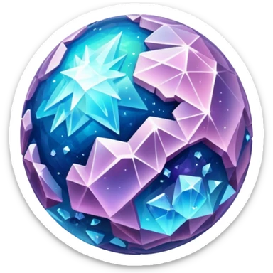 Crystal Planet, surface covered in glowing crystals. sticker