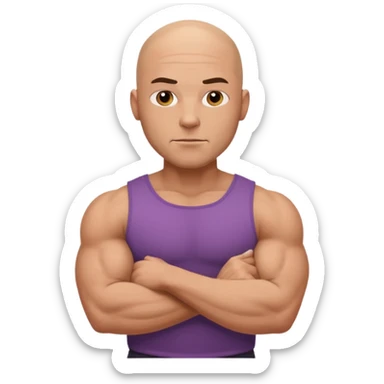 bald muscular man, strong build, confident pose sticker
