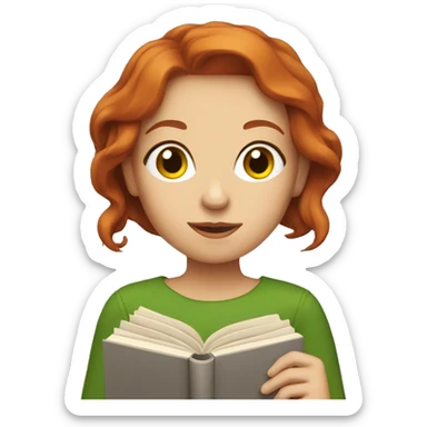 Redhead woman with book sticker
