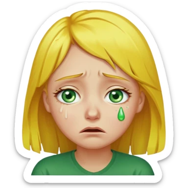 the girl is that criying she has green eyes and yellow hair sticker