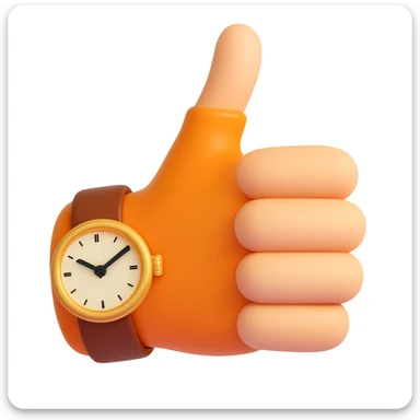 Make the thumbs up emoji wear a wristwatch in a style similar to 3d-emoji sticker