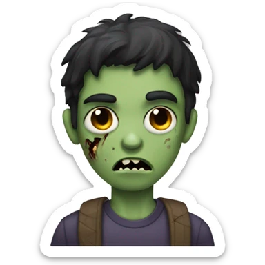 teen boy zombie with dark hair and dark eyes sticker
