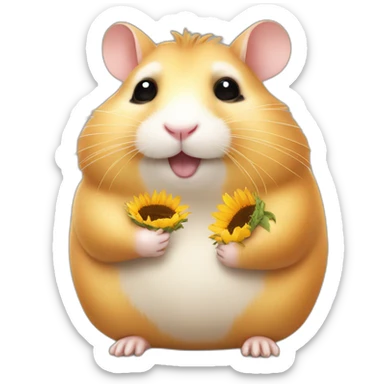 Fat hamster with sunflower seed sticker